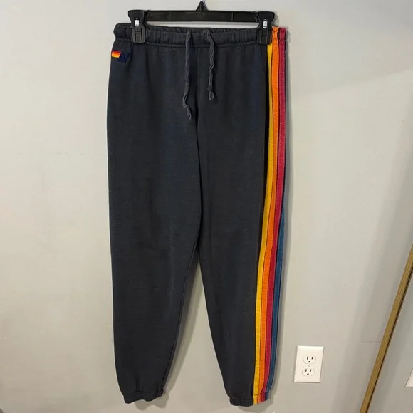 Aviator Nation 5 STRIPE SWEATPANTS - CHARCOAL Medium Women’s - Picture 2 of 7